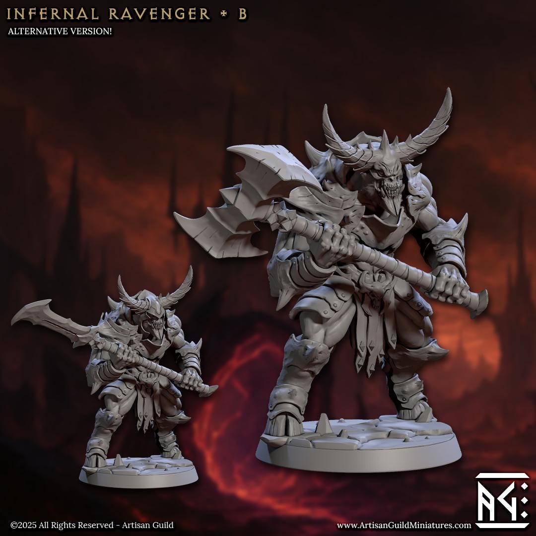 Infernal Ravagers | Demon Troops | Bare or Helmeted | Medium | 30mm Base | The Infernal Legion | Artisan Guild | Dungeons and Dragons
