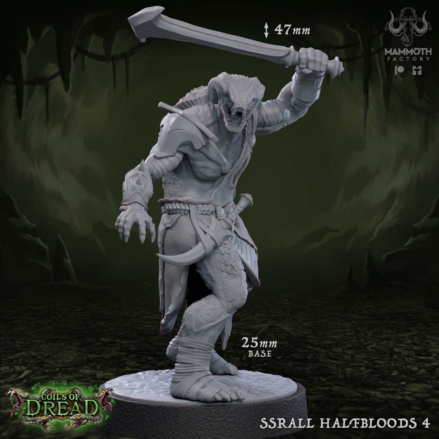Ssrall Halfbloods | Yuan-Ti Abomination | Medium | 25mm Base | Dungeons and Dragons | 8k Resin Quality | Coils of Dread | Mammoth Factory