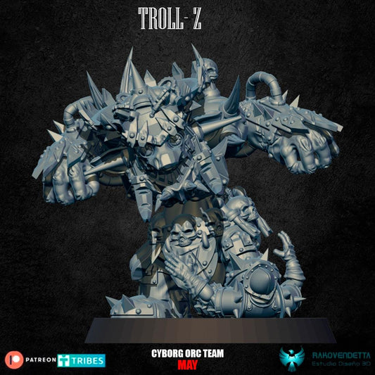 Cyber Troll | Cybork Team | Fantasy Football | Txarli Factory | 3D Printed Miniature | 8K Quality Resin | Bases Included | TTRPG