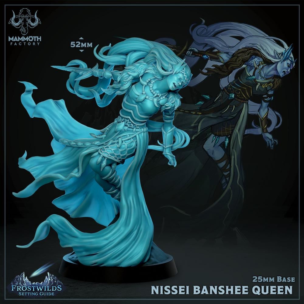 Nissei Banshee Queen | Medium | 25mm Base | Medium | Dungeons and Dragons | 8k Resin Quality | Frostwilds | Mammoth Factory