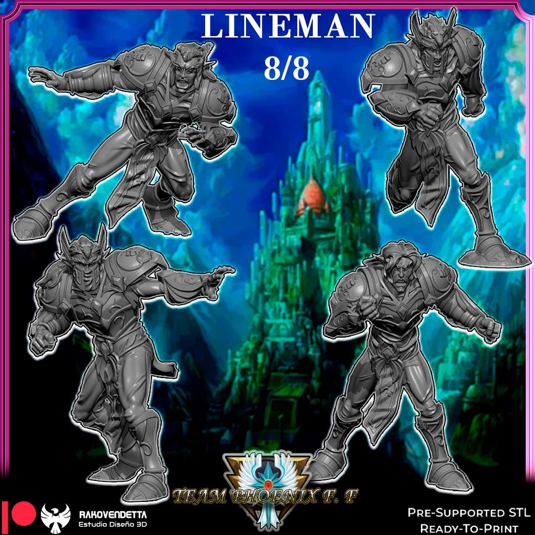 Phoenix Elves | Elf Team | Fantasy Football | Txarli Factory | 3D Printed Miniature | 8K Quality Resin | Bases Included | TTRPG