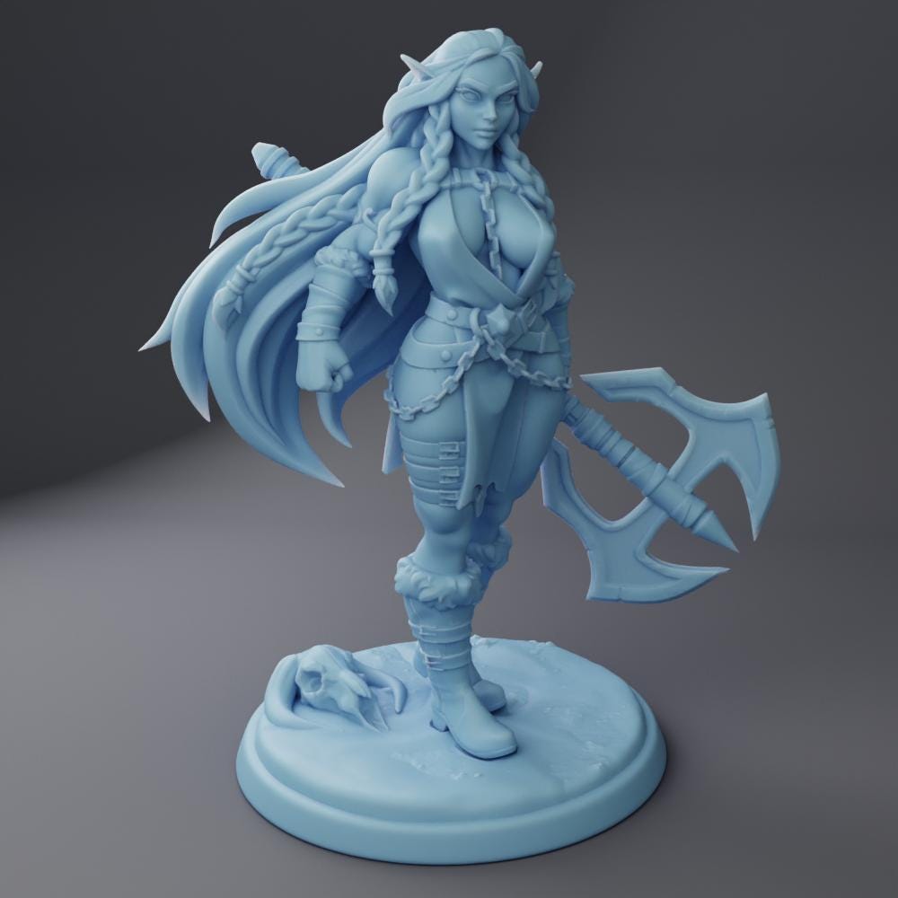 Inga | Female Barbarian | Medium | Dungeons and Dragons | Pathfinder | Adventurer | Twin Goddess Miniatures | 3D Resin Printed | 8K Quality