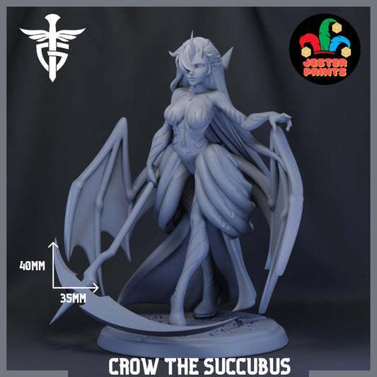 Crow | Demon Succubus | Medium | Twin Goddess Miniatures | 8k Resin Quality 3D Printed Miniature | Dungeons and Dragons | TTRPG