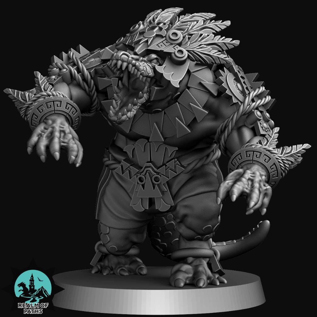 Crocodile Big Guy | Cold Blooded Lizards | Star Player | Fantasy Football | Realm of Paths | Dungeons and Dragons | Resin Printed Miniature