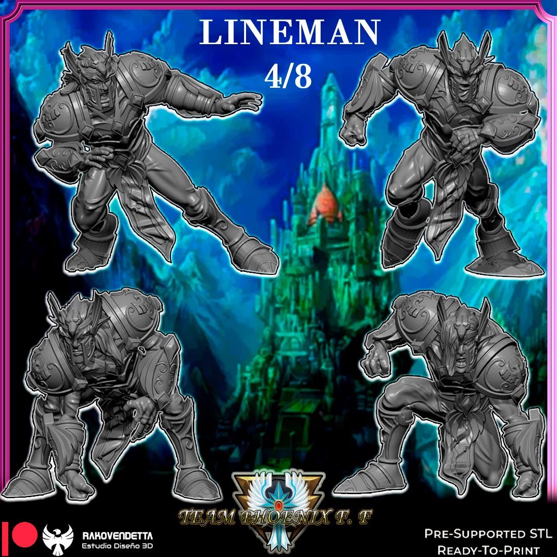 Phoenix Elves | Elf Team | Fantasy Football | Txarli Factory | 3D Printed Miniature | 8K Quality Resin | Bases Included | TTRPG