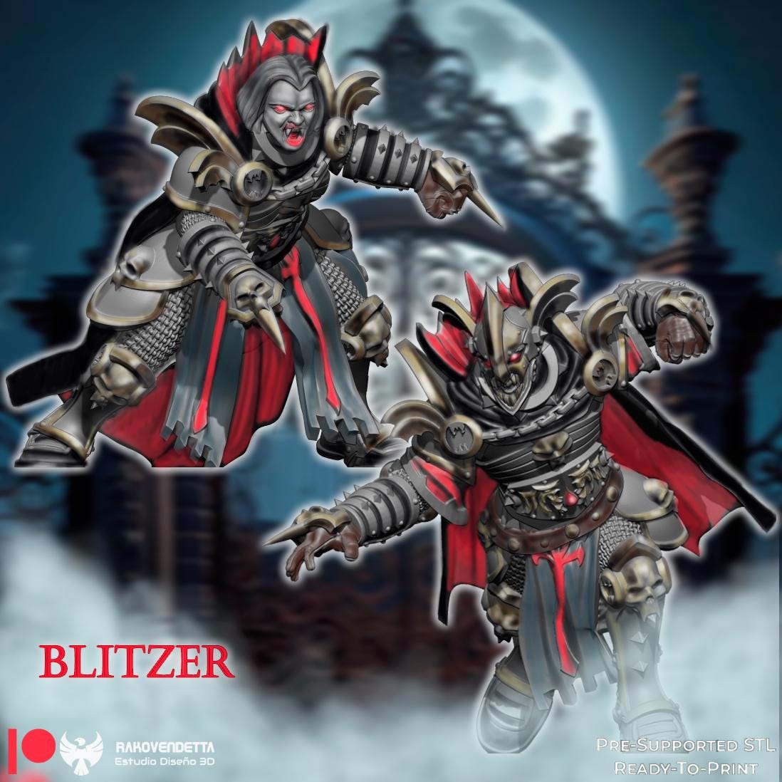 Vampire Team | Fantasy Football | Txarli Factory | 3D Printed Miniature | 8K Quality Resin | Bases Included | TTRPG