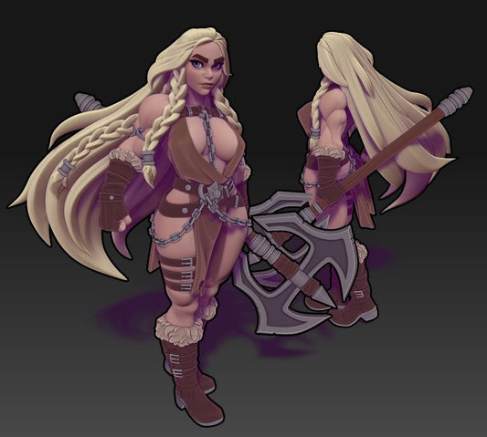 Inga | Female Barbarian | Medium | Dungeons and Dragons | Pathfinder | Adventurer | Twin Goddess Miniatures | 3D Resin Printed | 8K Quality
