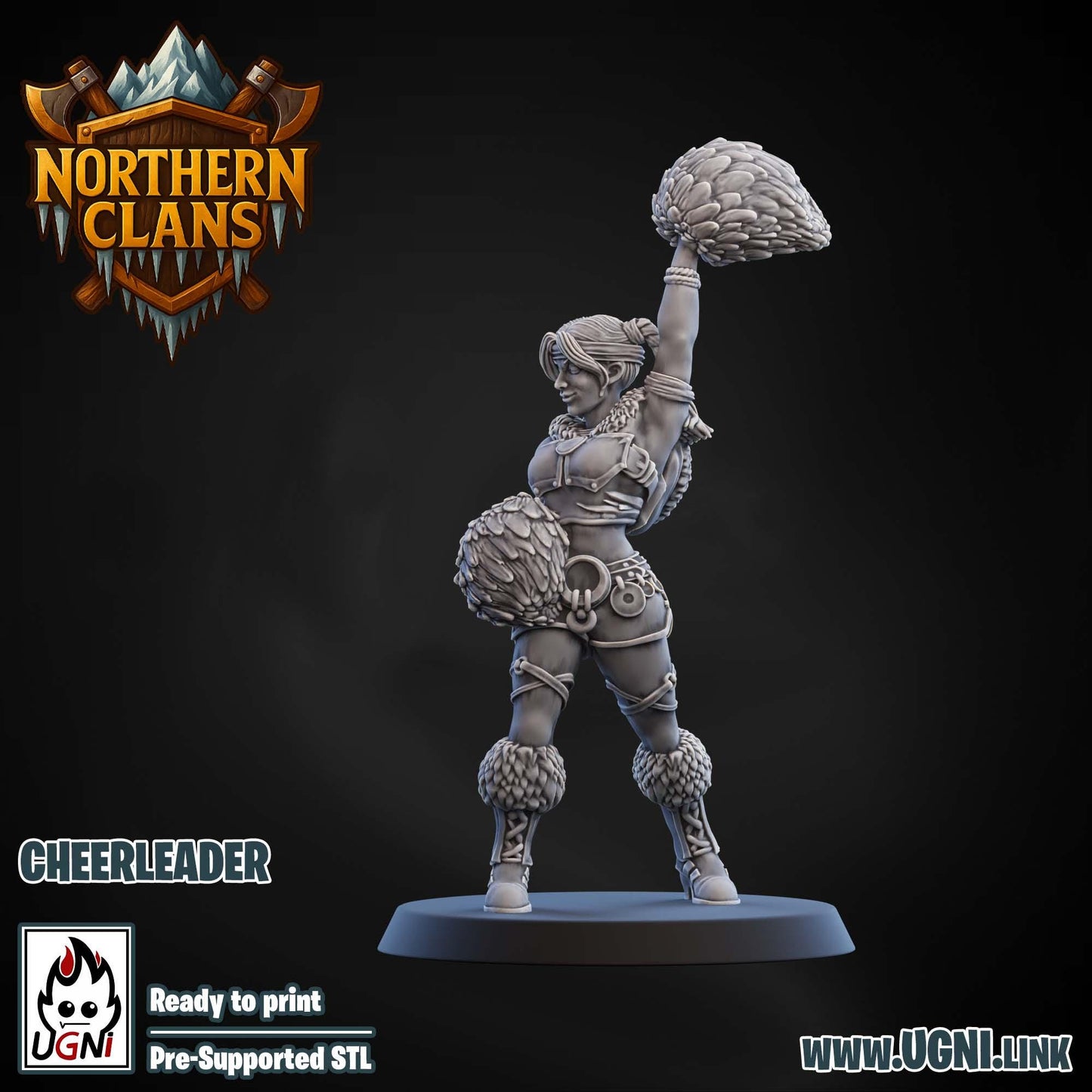 Cheerleaders x3 | Northern Clans | Norsemen | Fantasy Football | Ugni Miniatures | 12k Resin Quality