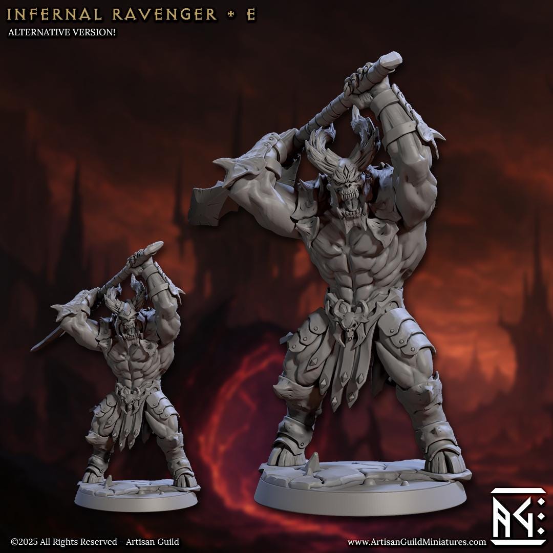 Infernal Ravagers | Demon Troops | Bare or Helmeted | Medium | 30mm Base | The Infernal Legion | Artisan Guild | Dungeons and Dragons