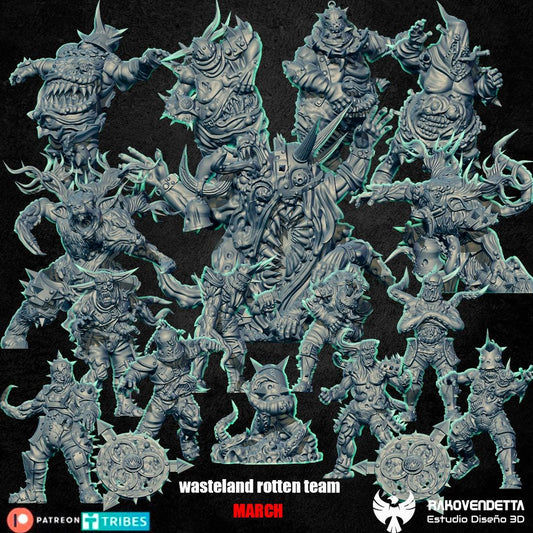 Rotten Wastelanders | Rotten Team | Fantasy Football | Txarli Factory | 3D Printed Miniature | 8K Quality Resin | Bases Included | TTRPG