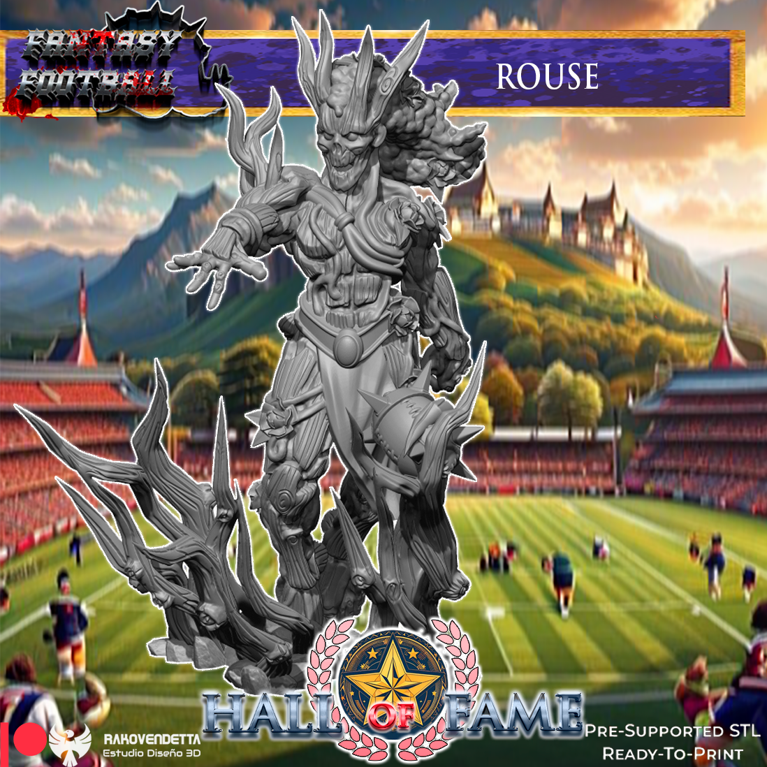 a picture of a cartoon character on a football field