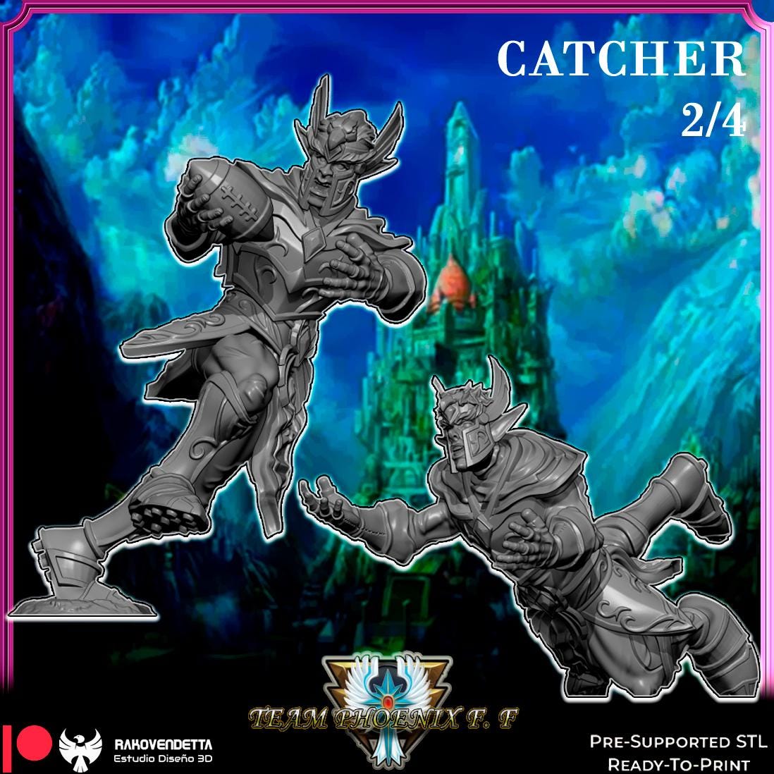 Phoenix Elves | Elf Team | Fantasy Football | Txarli Factory | 3D Printed Miniature | 8K Quality Resin | Bases Included | TTRPG