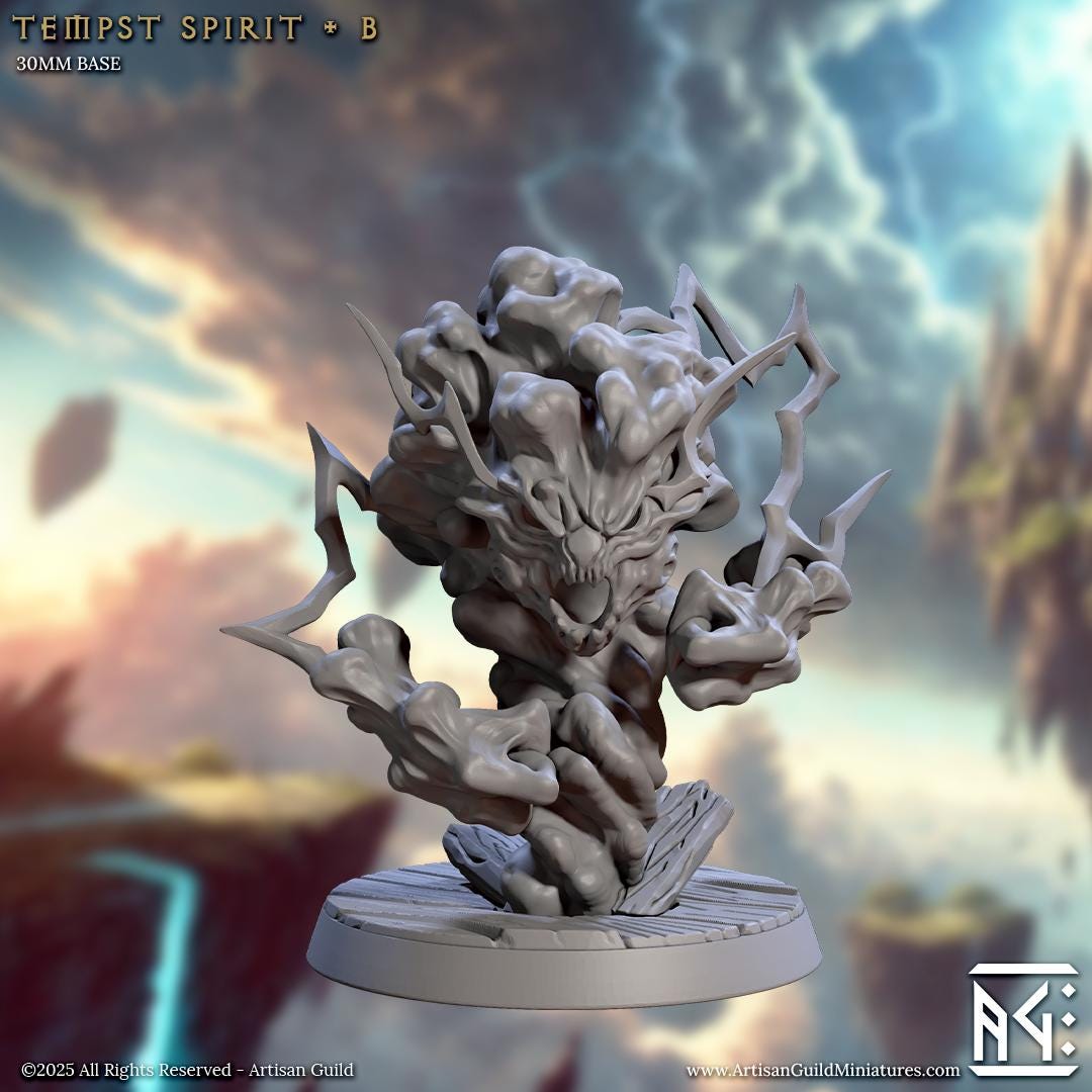 Tempest Spirits | Air Elementals  | Medium | 32mm | 30mm Base | Artisan Guild | Raid at the Temple | Dungeons and Dragons | Resin Printed