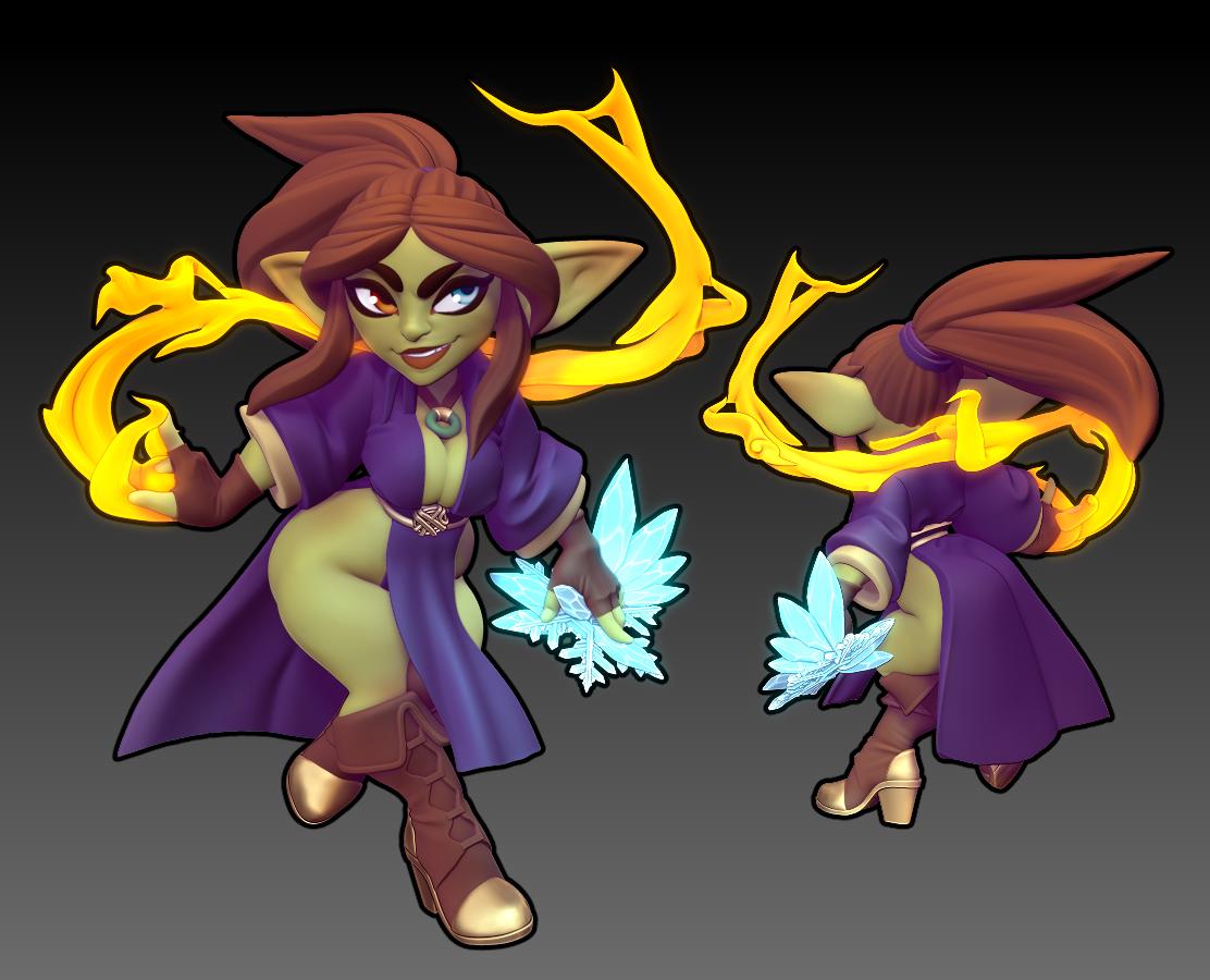 Gob | Frostfire Mage | Goblin Mage | 32mm and 75mm | Medium |  Dungeons and Dragons | TTRPG | Twin Goddess Miniatures | 8K Quality
