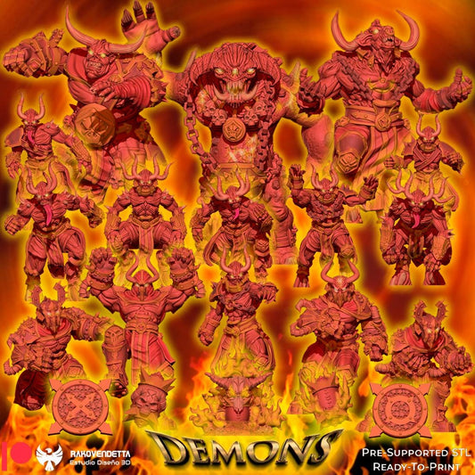 Infernal Demons | Chaotic Team | Fantasy Football | Txarli Factory | 3D Printed Miniature | 8K Quality Resin | Bases Included | TTRPG