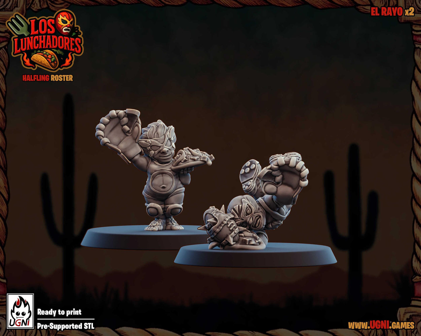 Los Lunchadores | Halfling Team | Stunty | Fantasy Football | Bases Included | 3D Printed Miniatures | 12K Quality | Ugni Miniatures