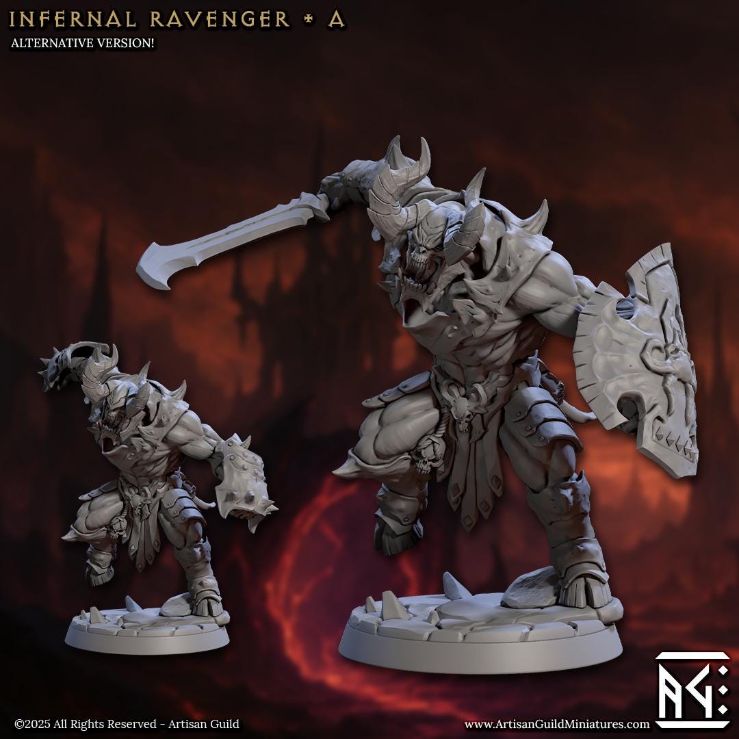 Infernal Ravagers | Demon Troops | Bare or Helmeted | Medium | 30mm Base | The Infernal Legion | Artisan Guild | Dungeons and Dragons