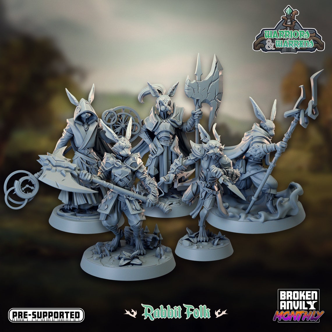 a group of warhammers painted in white