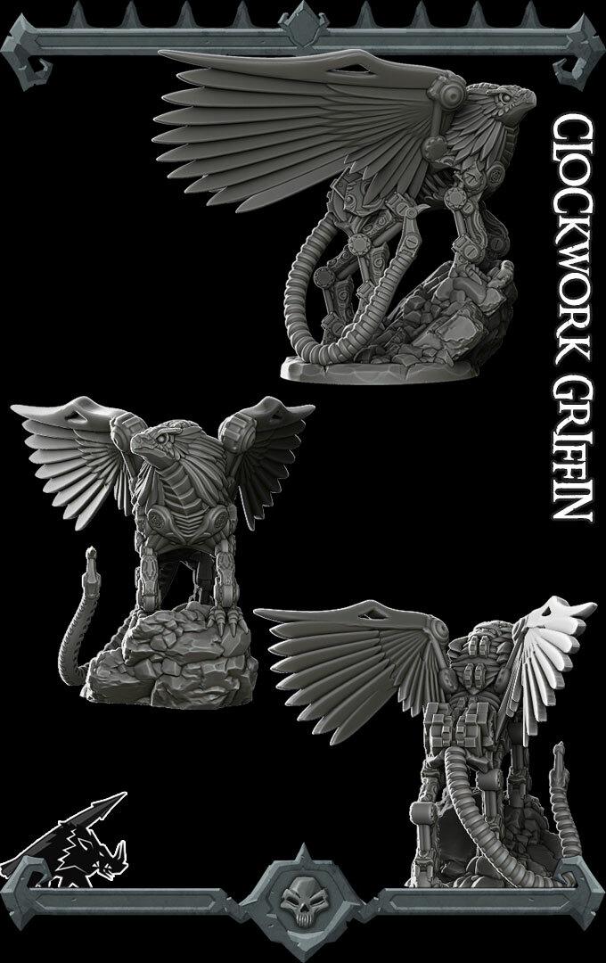 Clockwork Griffin | Huge | Rocket Pig Miniatures | Dungeons and Dragons | TTRPG | 8k Quality 3D Printed Miniature | Steampunk | Mechanical