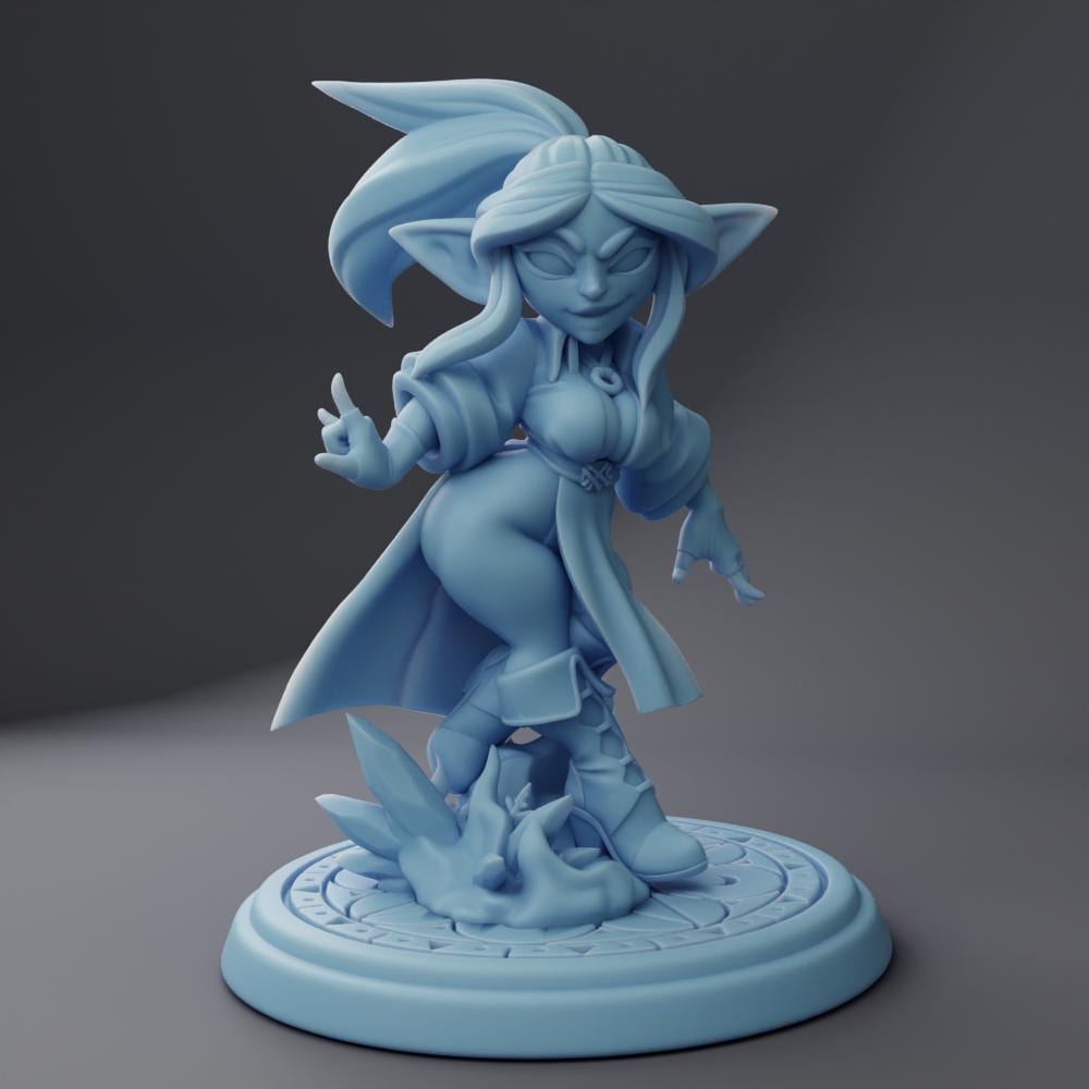 Gob | Frostfire Mage | Goblin Mage | 32mm and 75mm | Medium |  Dungeons and Dragons | TTRPG | Twin Goddess Miniatures | 8K Quality