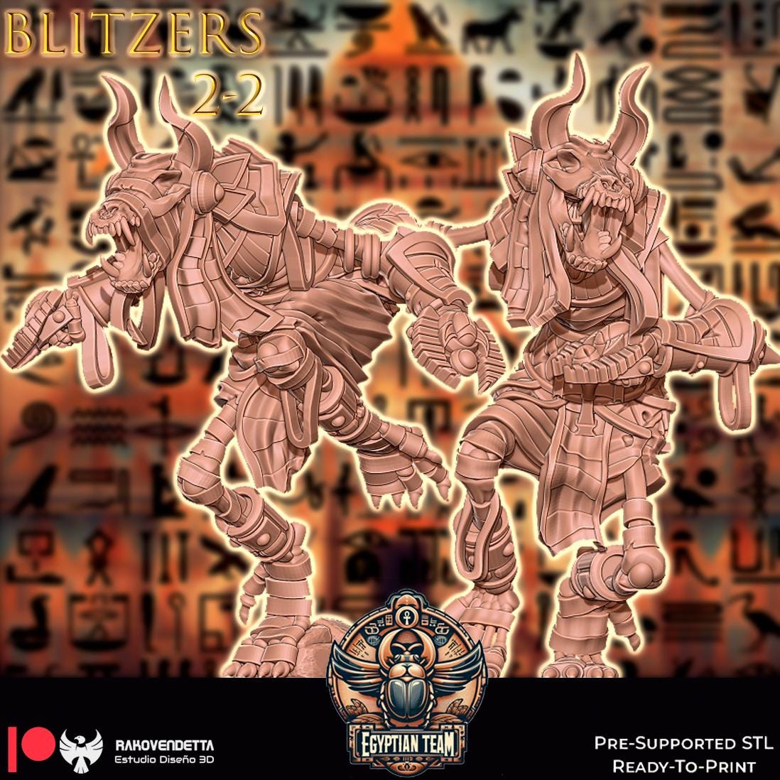 Egyptian Team| Pharoah Team | Fantasy Football | Txarli Factory | 3D Printed Miniature | 8K Quality Resin | Bases Included | TTRPG