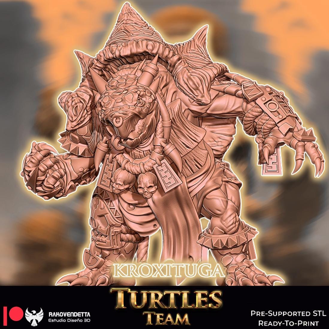 Snapping Turtles | Frogman Team | Fantasy Football | Txarli Factory | 3D Printed Miniature | 8K Quality Resin | Bases Included | TTRPG