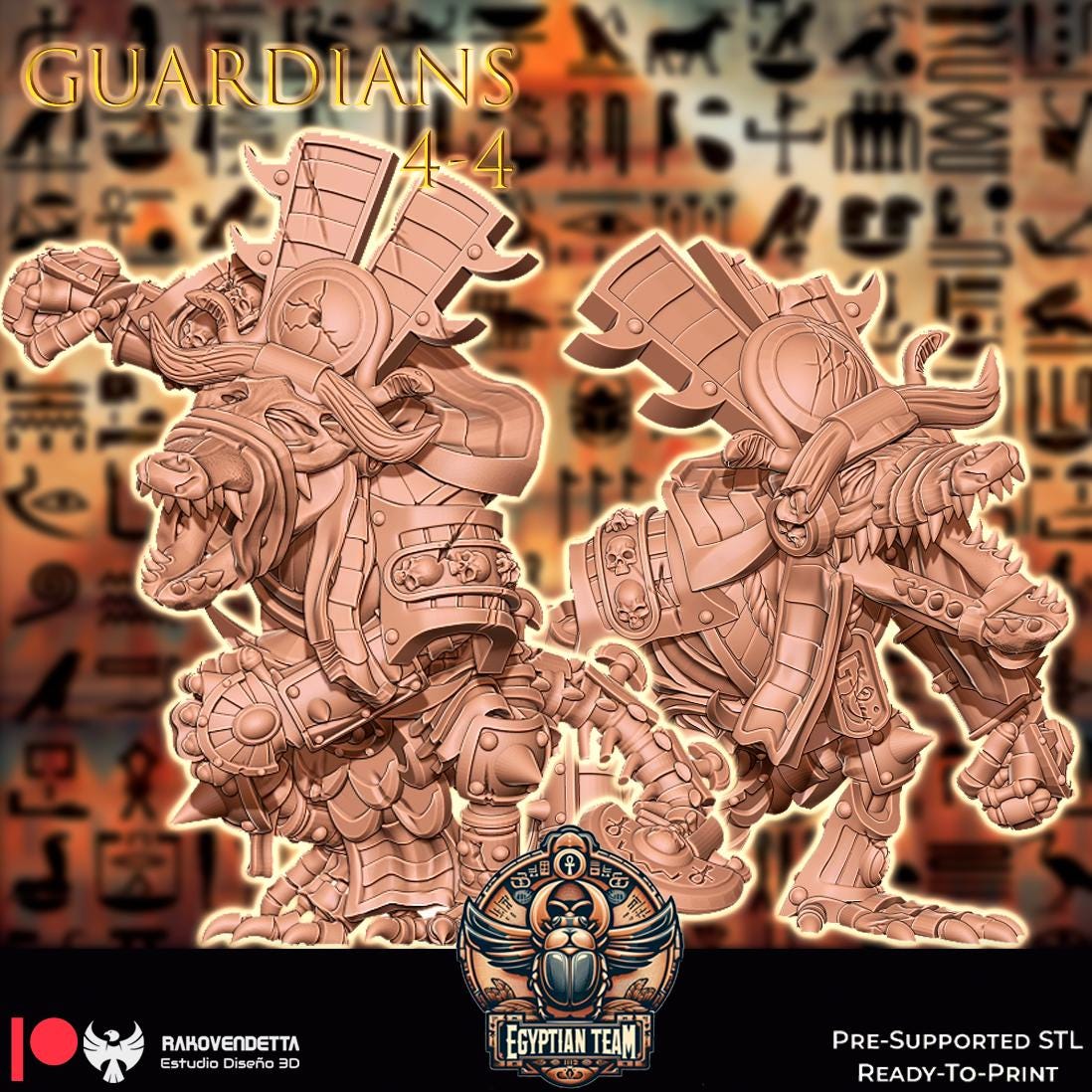 Egyptian Team| Pharoah Team | Fantasy Football | Txarli Factory | 3D Printed Miniature | 8K Quality Resin | Bases Included | TTRPG