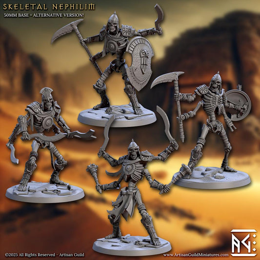Skeletal Nephilim | 50mm Base | Large | 32mm | Artisan Guild | Tombkeepers | Undead Army | Miniature | 3D Printed | 8K Quality