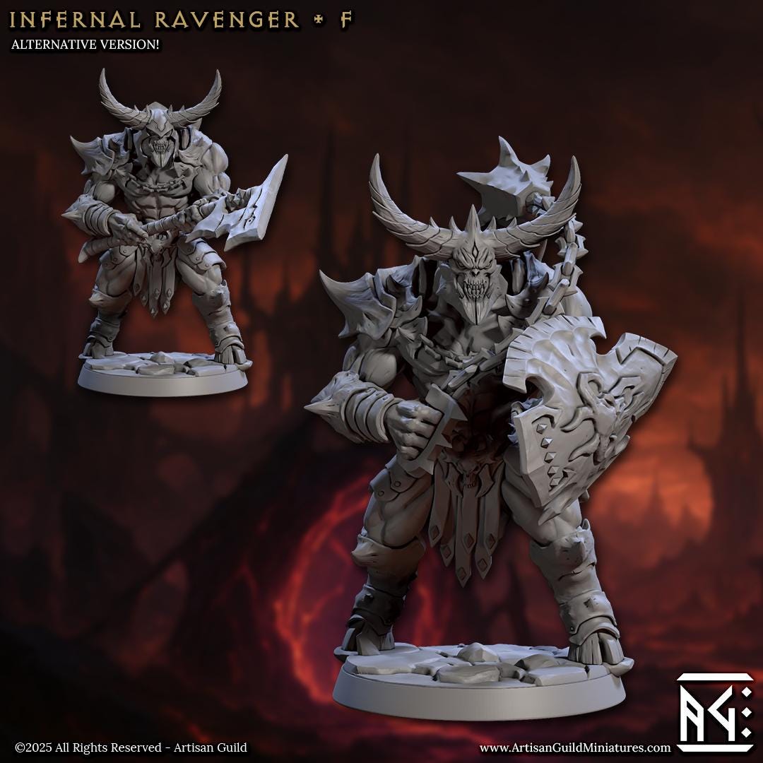 Infernal Ravagers | Demon Troops | Bare or Helmeted | Medium | 30mm Base | The Infernal Legion | Artisan Guild | Dungeons and Dragons