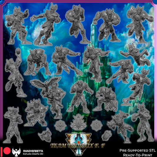 Phoenix Elves | Elf Team | Fantasy Football | Txarli Factory | 3D Printed Miniature | 8K Quality Resin | Bases Included | TTRPG