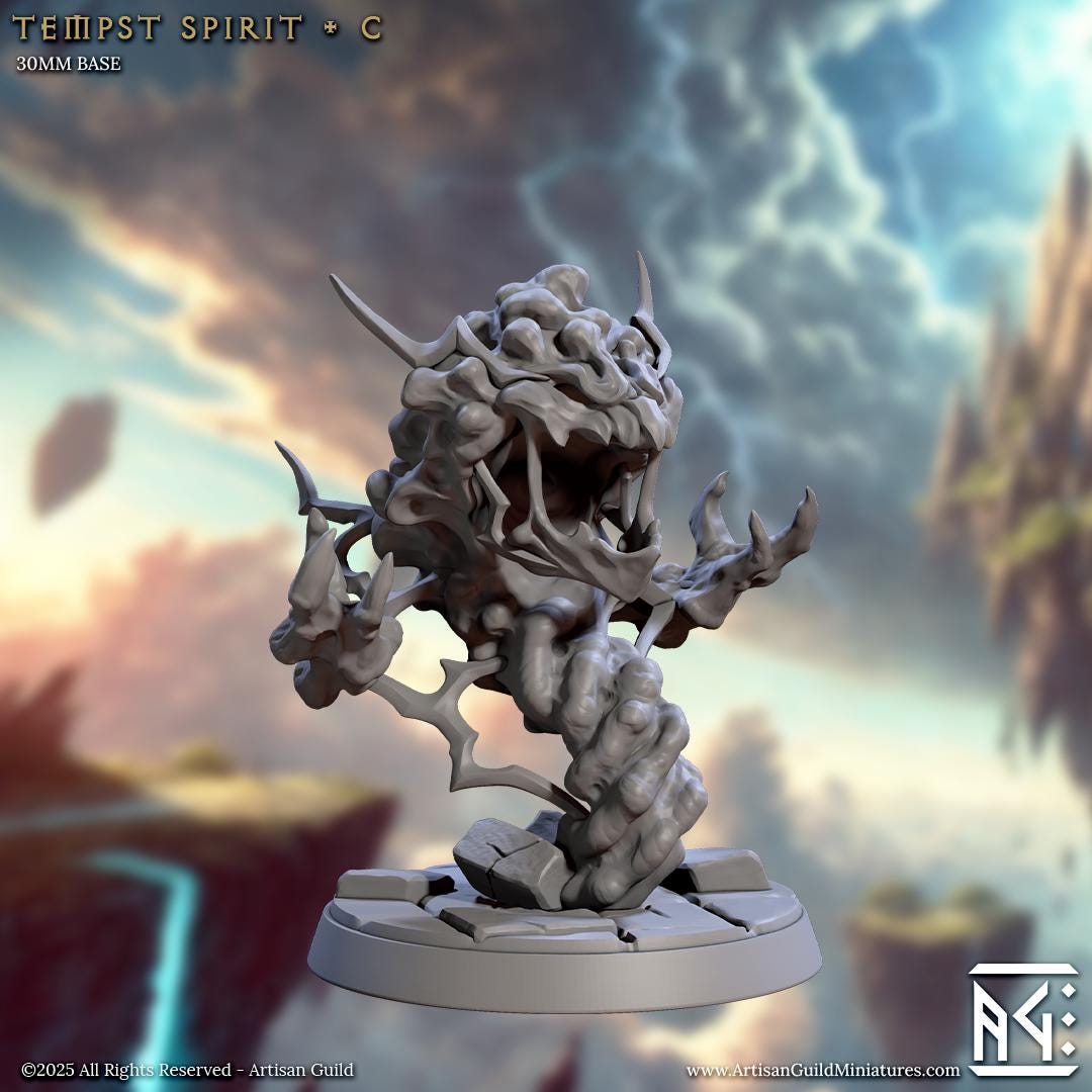 Tempest Spirits | Air Elementals  | Medium | 32mm | 30mm Base | Artisan Guild | Raid at the Temple | Dungeons and Dragons | Resin Printed
