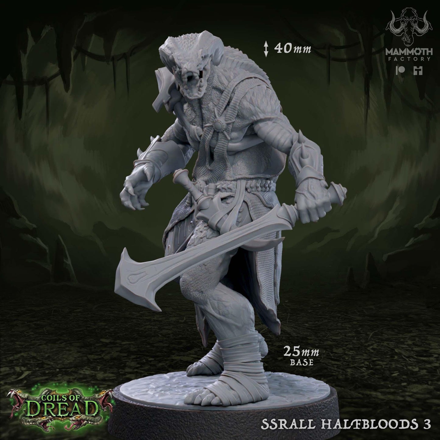 Ssrall Halfbloods | Yuan-Ti Abomination | Medium | 25mm Base | Dungeons and Dragons | 8k Resin Quality | Coils of Dread | Mammoth Factory