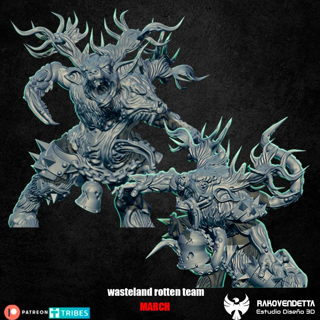 Rotten Wastelanders | Rotten Team | Fantasy Football | Txarli Factory | 3D Printed Miniature | 8K Quality Resin | Bases Included | TTRPG