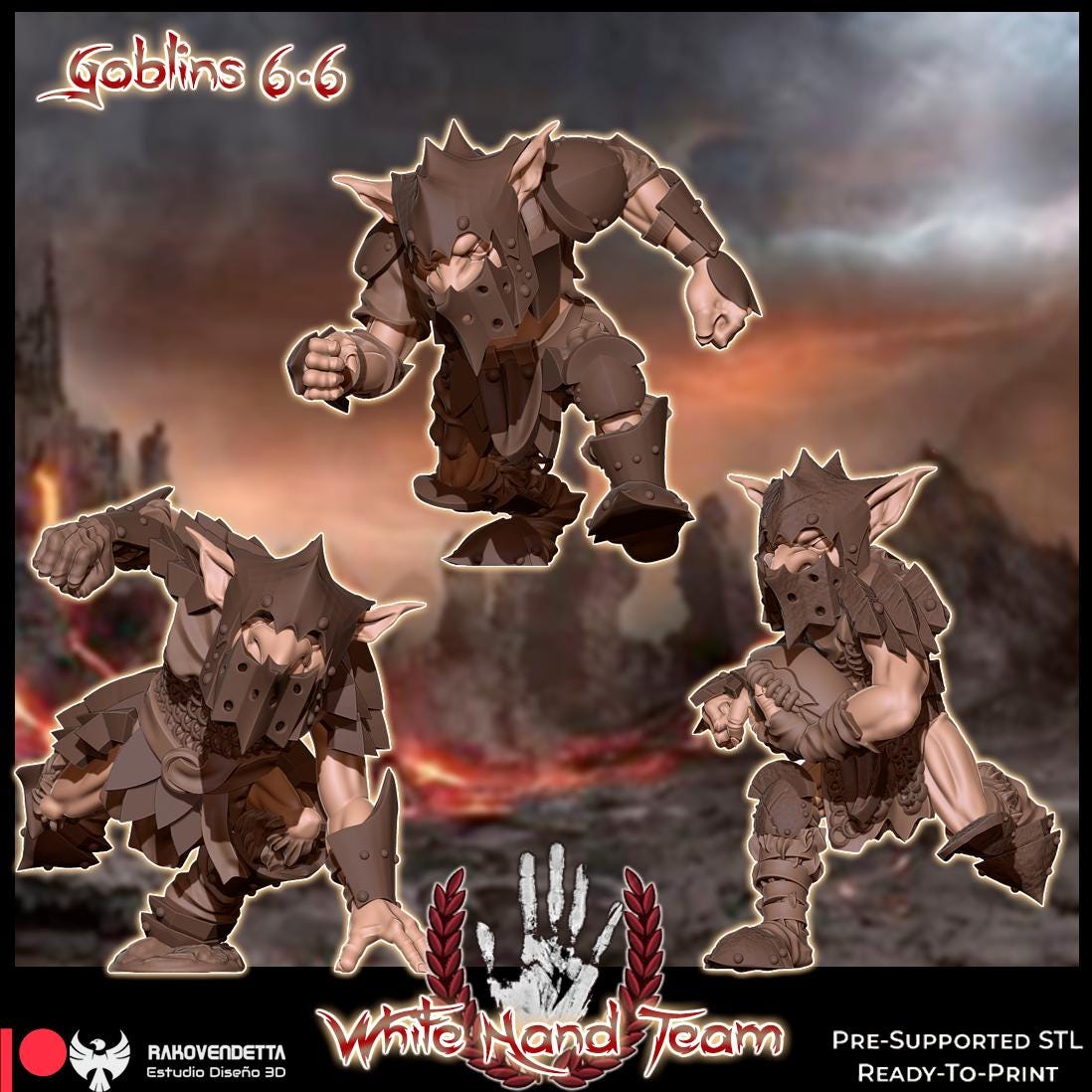 White Hand | Dark Orcs Team | Fantasy Football | Txarli Factory | 3D Printed Miniature | 8K Quality Resin | Bases Included | TTRPG