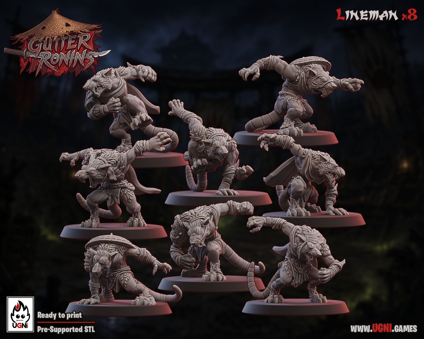 Gutter Ronin Team | Fantasy Football | Ugni | 8K 3D Resin Printed Miniature