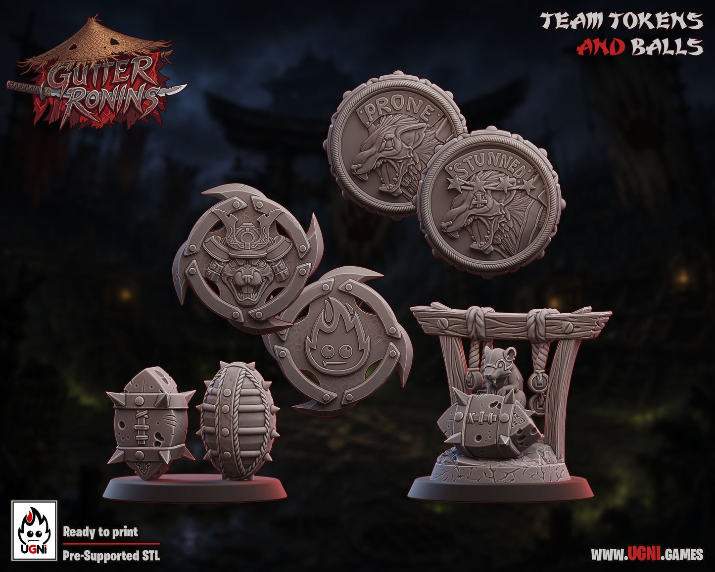 Gutter Ronin Team | Fantasy Football | Ugni | 8K 3D Resin Printed Miniature