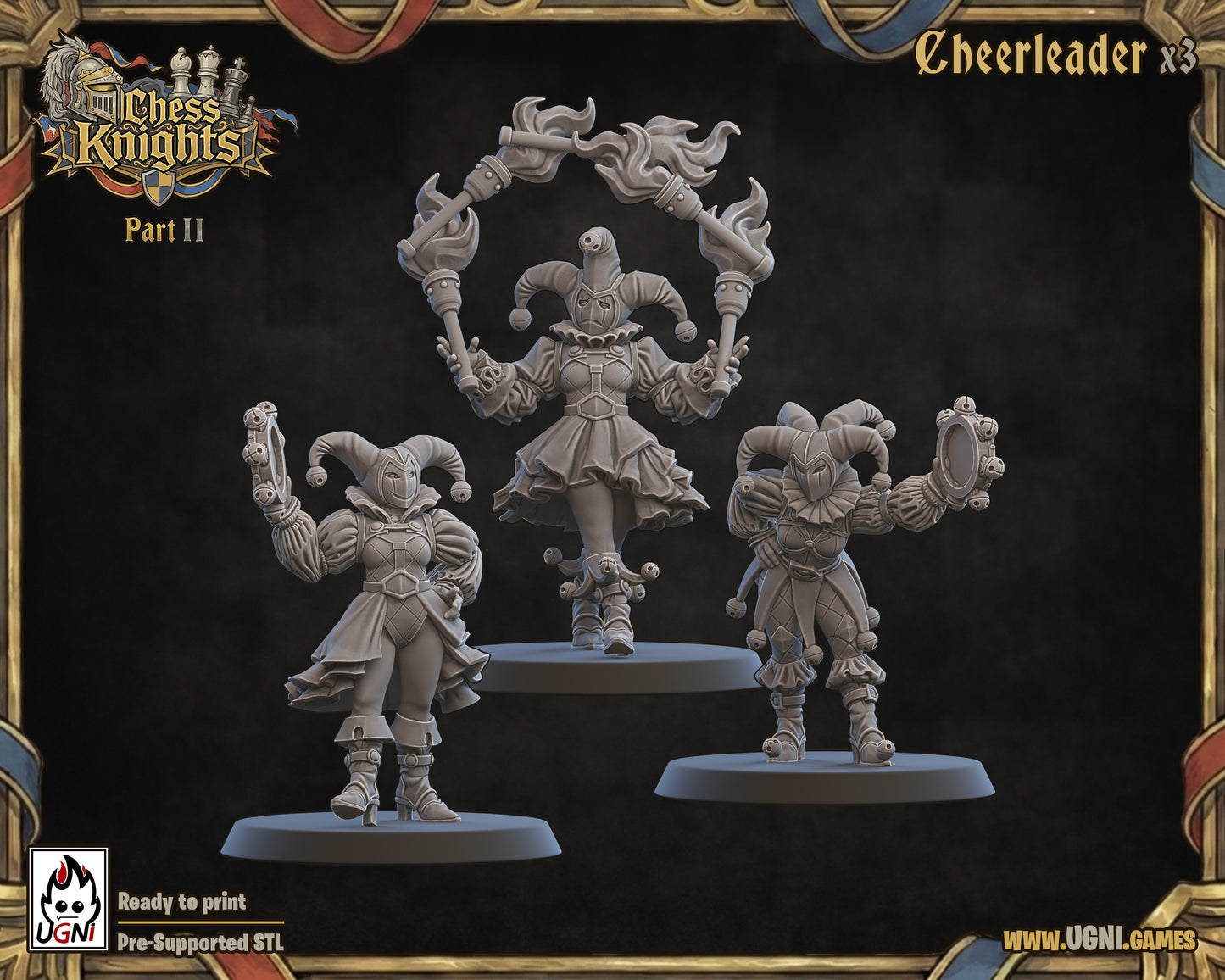 Cheerleaders (3) | Chess Knights | Fantasy Football | Ugni Miniatures