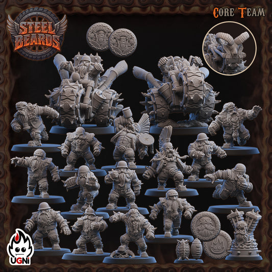 Steel Beards | Dwarf Team | Secret Weapon | Steam Roller | Fantasy Football | Ugni Miniatures | 8K Resin Printed Miniature (Copy)