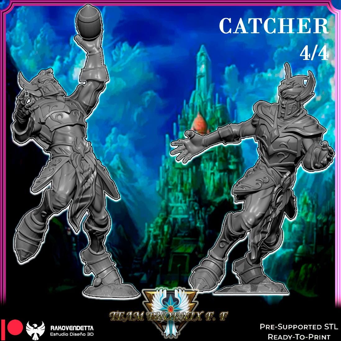 Phoenix Elves | Elf Team | Fantasy Football | Txarli Factory | 3D Printed Miniature | 8K Quality Resin | Bases Included | TTRPG