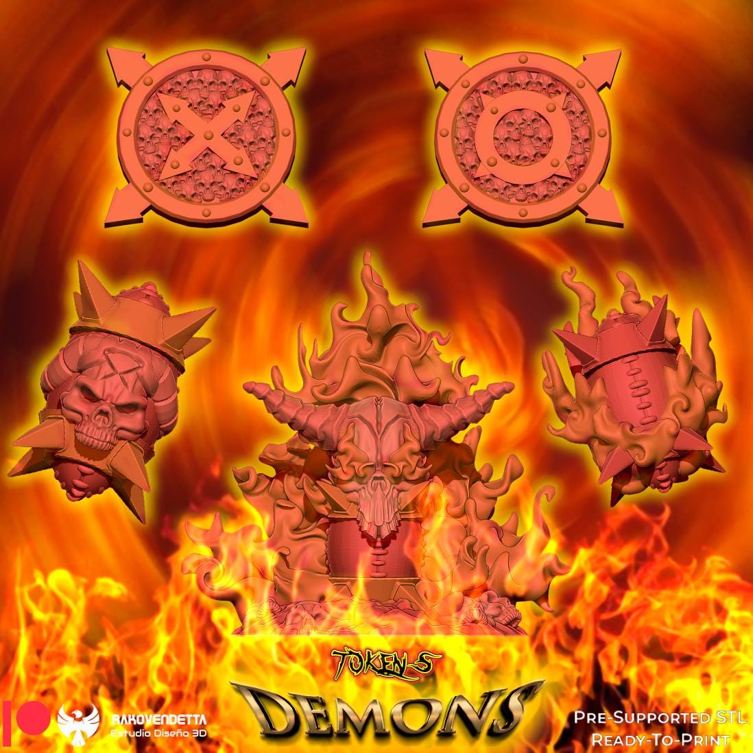 Infernal Demons | Chaotic Team | Fantasy Football | Txarli Factory | 3D Printed Miniature | 8K Quality Resin | Bases Included | TTRPG