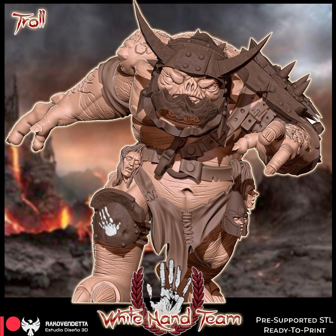 White Hand | Dark Orcs Team | Fantasy Football | Txarli Factory | 3D Printed Miniature | 8K Quality Resin | Bases Included | TTRPG