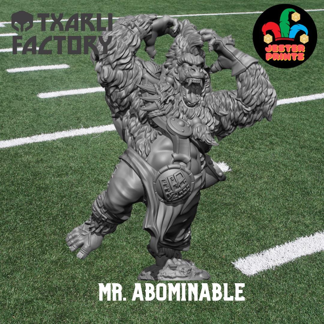 Mr Abominable | Yeti Big Guy | Star Player | Fantasy Football | Txarli Factory | 3D Printed Miniature | 8K Quality Resin | Bases Included