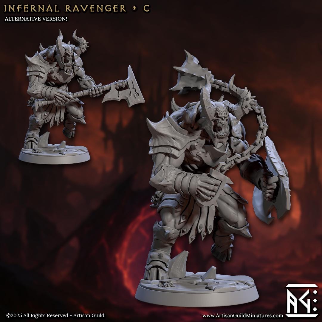 Infernal Ravagers | Demon Troops | Bare or Helmeted | Medium | 30mm Base | The Infernal Legion | Artisan Guild | Dungeons and Dragons