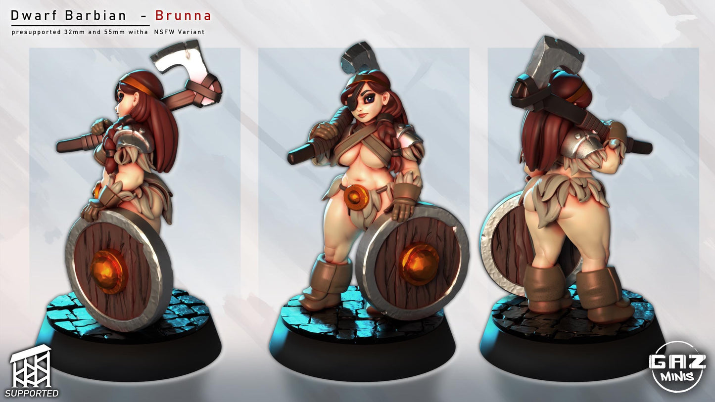 Bruna | Dwarf Barbarian | NSFW Option | Medium | 32mm or 55mm Scale | Gaz Minis | Dungeons and Dragons | TTRPG | Miniature