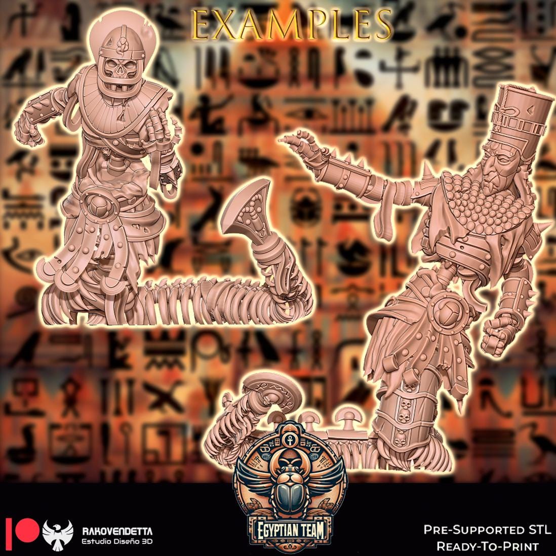 Egyptian Team| Pharoah Team | Fantasy Football | Txarli Factory | 3D Printed Miniature | 8K Quality Resin | Bases Included | TTRPG