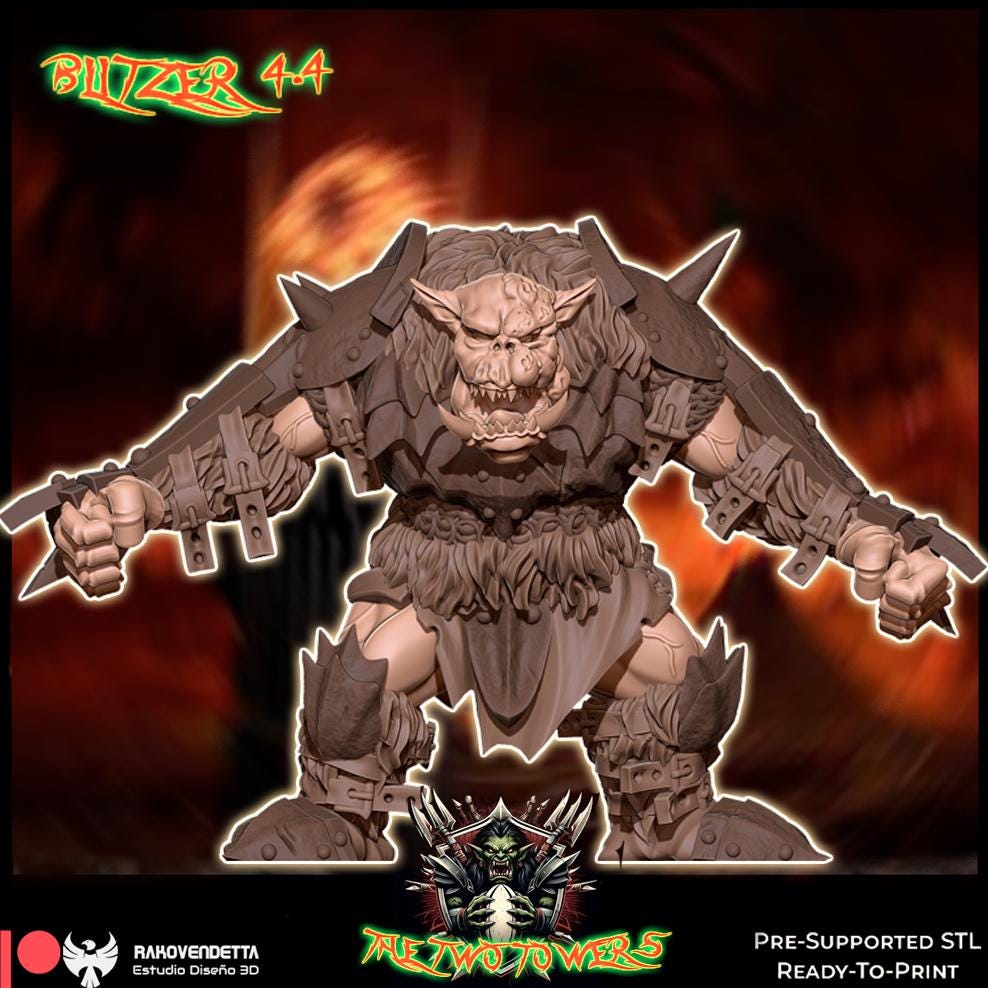 The Dark Towers | Complete Orcs Team | Fantasy Football | Txarli Factory | 3D Printed Miniature | 8K Quality Resin | Bases Included | TTRPG