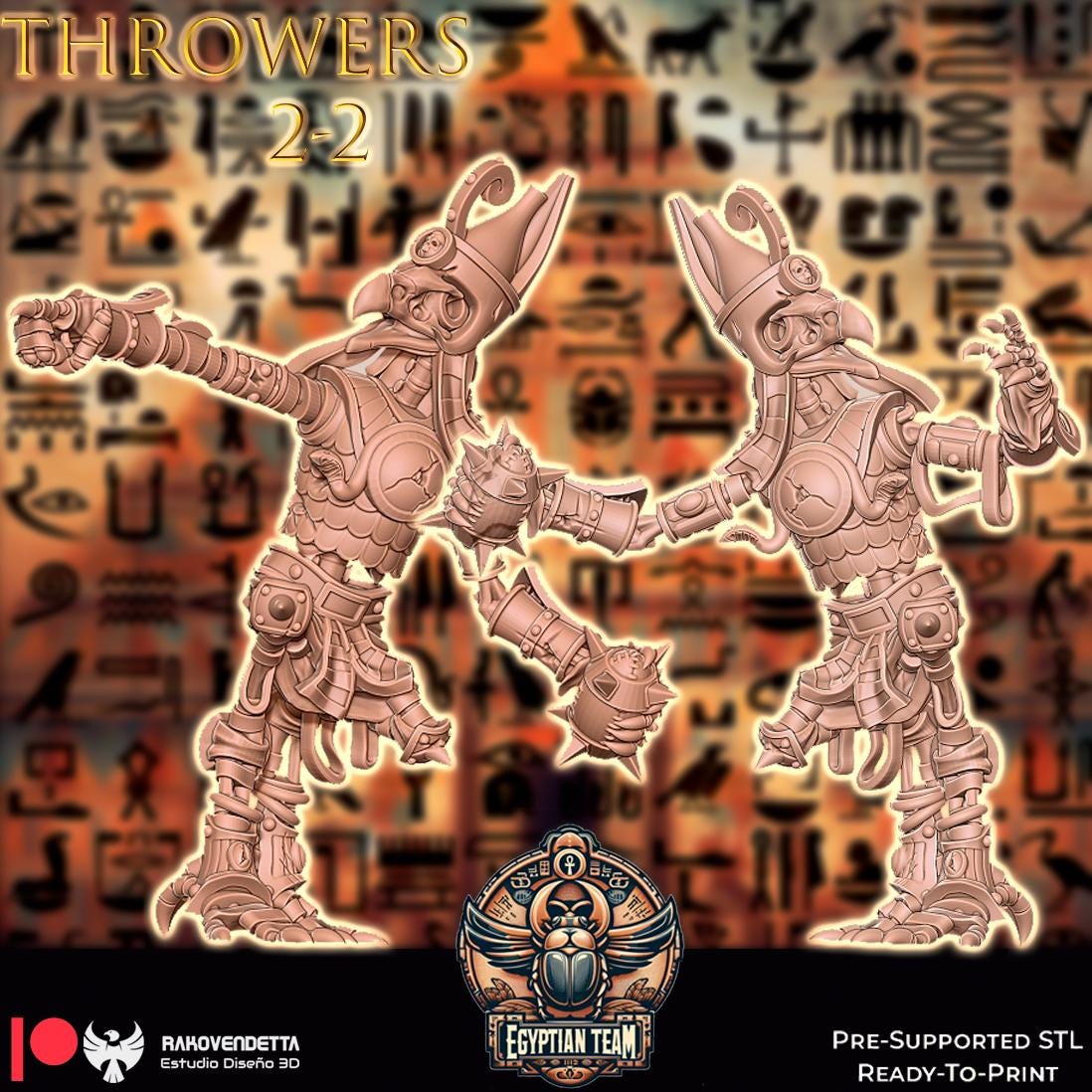 Egyptian Team| Pharoah Team | Fantasy Football | Txarli Factory | 3D Printed Miniature | 8K Quality Resin | Bases Included | TTRPG