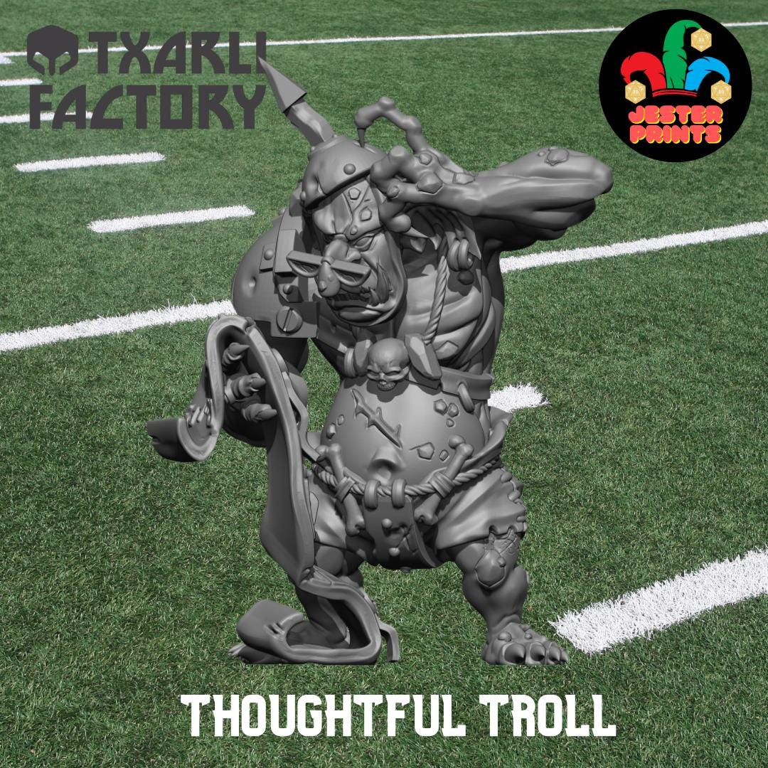 Thoughtfull Troll | Big Guy | Star Player | Fantasy Football | Txarli Factory | 3D Printed Miniature | 8K Quality Resin | Base Included