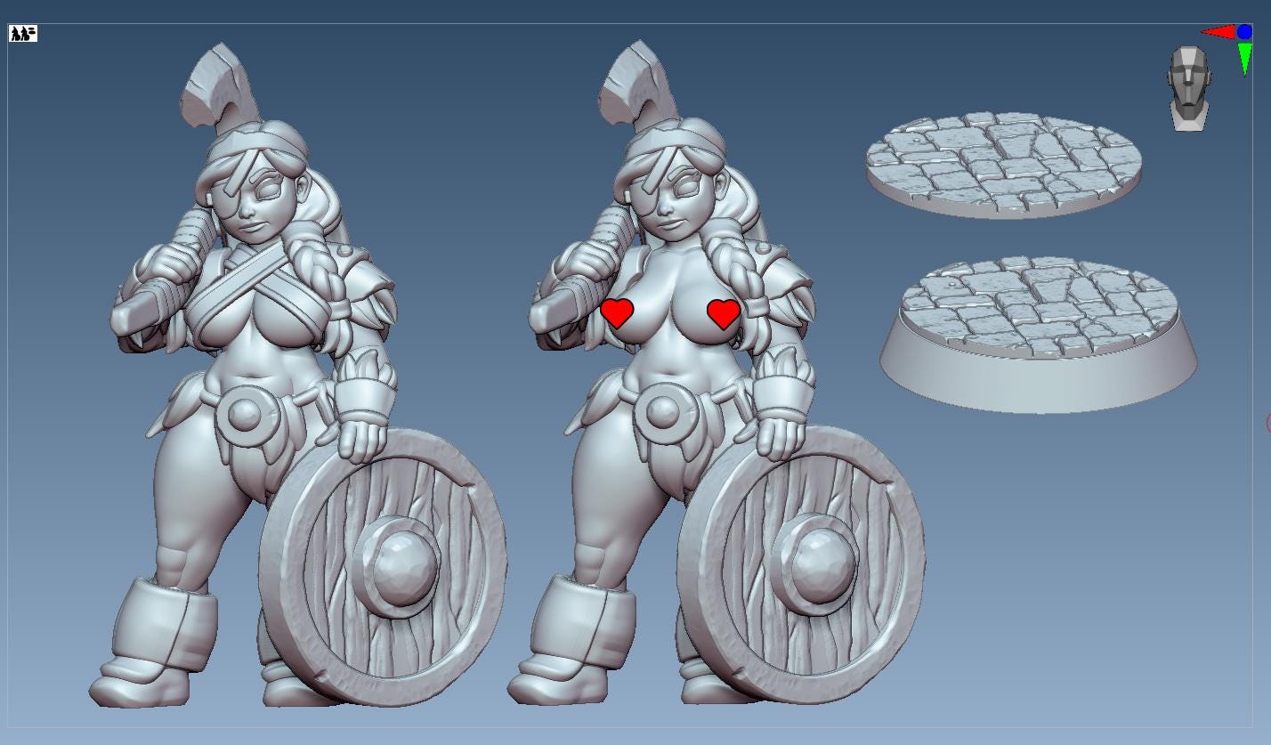 Bruna | Dwarf Barbarian | NSFW Option | Medium | 32mm or 55mm Scale | Gaz Minis | Dungeons and Dragons | TTRPG | Miniature