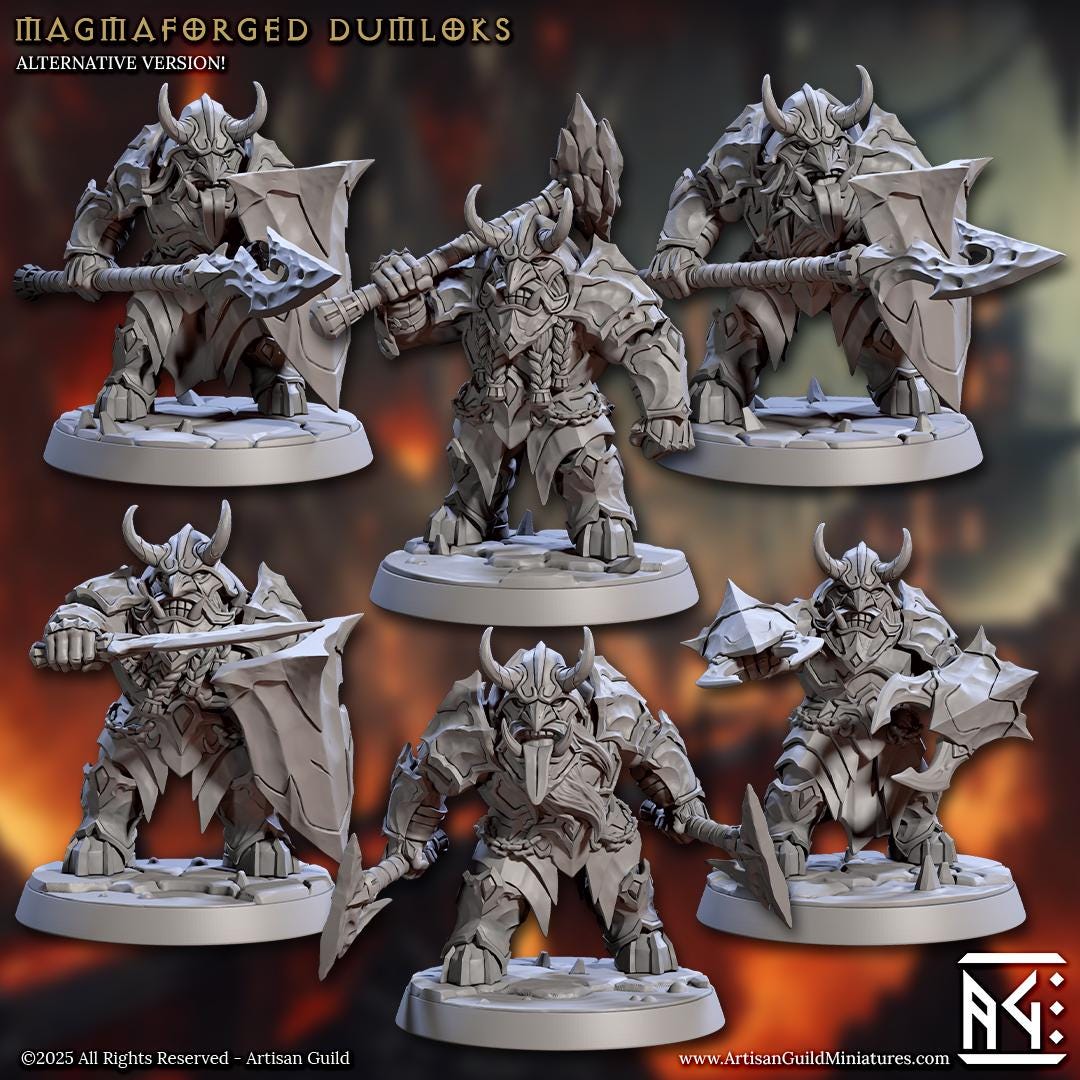 Magmaforged Dulok | Medium | 30mm Base | 32mm | Magmaforged Dulok | Artisan Guild | Dungeons and Dragons | Fantasy Battles | Chaos Dwarves